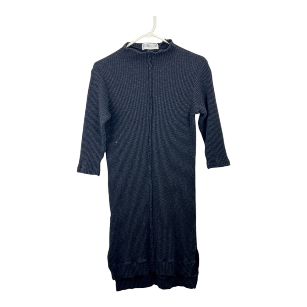 Rebecca King Stretchy Ribbed Knit Mock Neck Sweater Dress